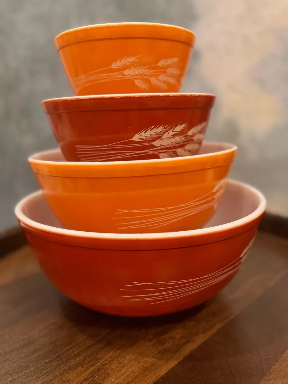 Vintage Pyrex Autumn Harvest Wheat Cinderella/ Mixing Nesting Bowls - Set Of 4